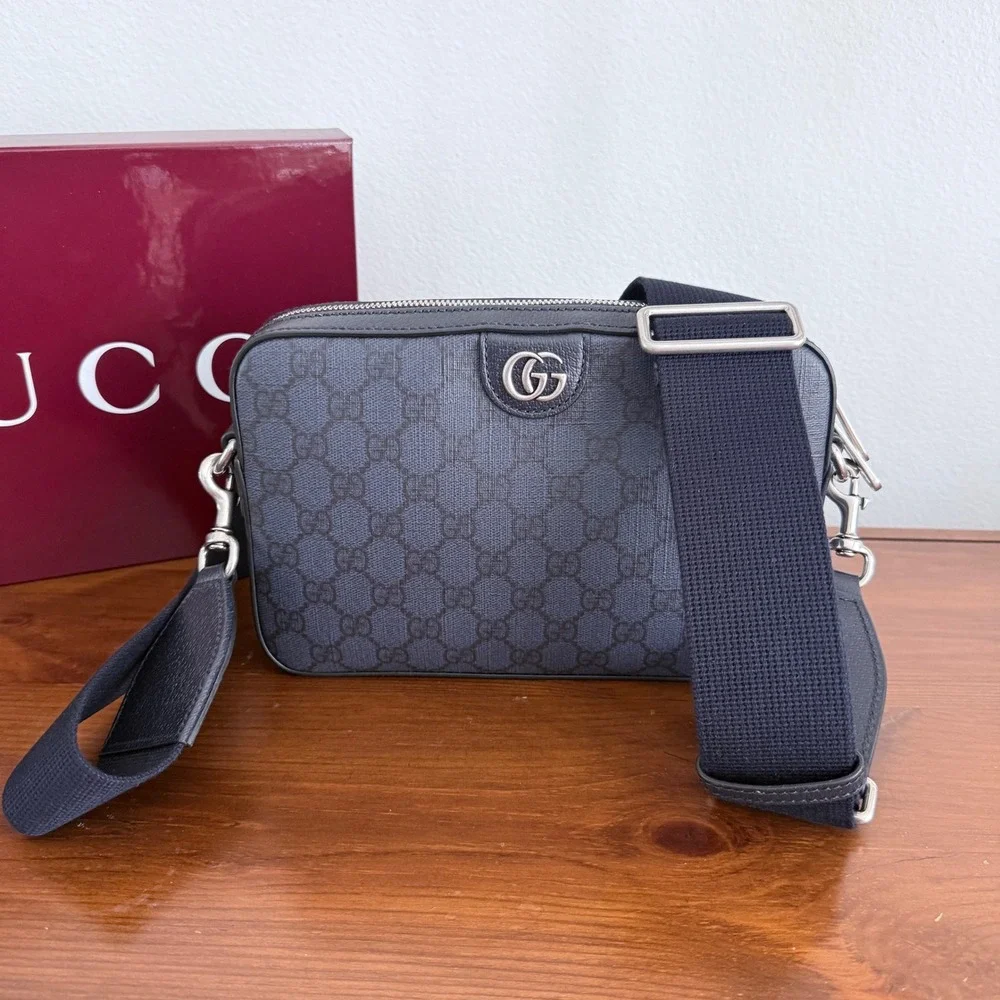 Gucci‎ Ophidia GG Supreme Messenger Bag Navy Blue Black Canvas 598103